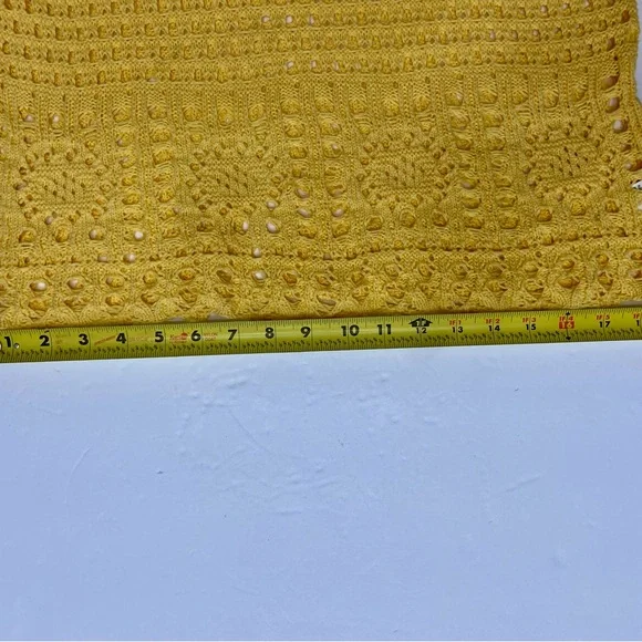 Women’s Crochet Yellow Long Sleeve Top Boho Beach Hippie Festival Fairy Y2K Sz M - Picture 14 of 16